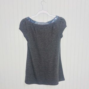 Grey Sequin Capped Sleeve Top